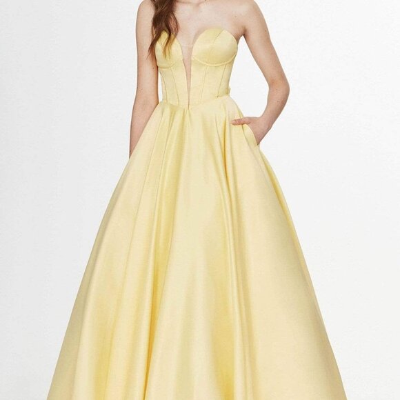 NWT Angela & Alison 91071 Evening Dress Yellow size 10 - Picture 1 of 5